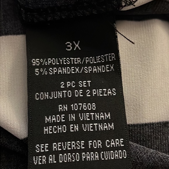 R &‎ K horizontal stripes shift dress black blue ivory short sleeves Sz 3X - Picture 7 of 7